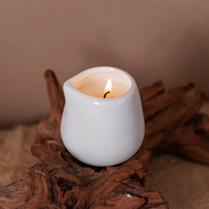 Nouvelle bougie de massage spa, aromathérapie, cire de noix de coco 100% biologique, faible température, pot en céramique blanche, faite à la main, Pâques - Product Image 4