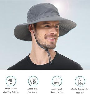 Unisex impermeable de secado rápido Boonies sombrero de poliéster Safari pescadores cubo sombreros con cuerda ajustable - Product Image 6