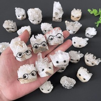 Prix usine sculpté à la main Quartz naturel cristaux de hérisson pierres de guérison cristal hérisson avec verre artisanat cadeau