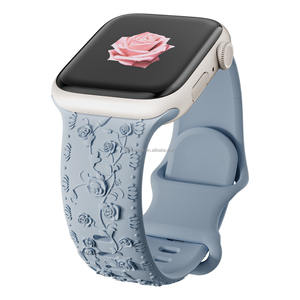 Correa de Reloj Deportiva de Silicona Suave con Grabado Floral de 22 mm, Correa de Reloj con Hebilla de Pin para Mujer, Correa con Flores en Relieve para Reloj IWatch - Product Image 5