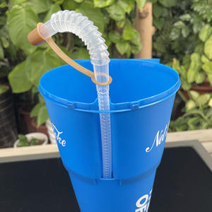 プラスチック製プロモステーキカップ大型ホルダーカップクリエイティブポップコーンドリンクカップスナック付きフードトレイ映画ストロー付き - Product Image 4