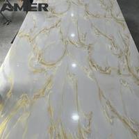 Panneau décoratif en marbre UV en gros, revêtement de surface imperméable, couleur personnalisée, pour murs d'atelier et meubles