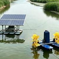 Aérateur solaire à roue à aubes 550W, moteur à impeller en acier inoxydable, monocristallin, hybride AC/DC, pour bassin de poissons et crevettes, hors réseau, dissolvant l'air.