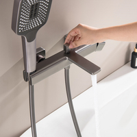 Aideal Salle de bain 2 fonctions Pistolet de douche brossé Baignoire en métal Mélangeur chaud et froid Ensemble Système de douche