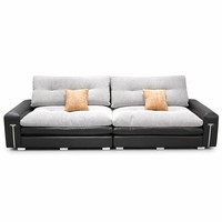 Canapé compact moderne modulable trois places en mélange de lin chenille gris et noir, écologique, amovible, 320 cm, pour petit salon - Vente en gros