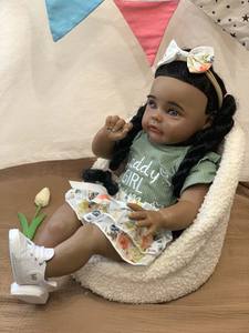 ตุ๊กตา Reborn ซิลิโคนสีดำแบบสมจริงเต็มตัวทำจากไวนิลแบบพิมพ์ขนาดเล็กสำหรับเด็กผู้หญิง - Product Image 5