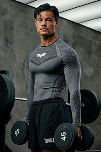 <span class=keywords><strong>Camiseta</strong></span> Deportiva Elástica para <span class=keywords><strong>Hombre</strong></span> King Mcgreen Star, Transpirable, de Secado Rápido, con Estampado de Murciélago, <span class=keywords><strong>Manga</strong></span> <span class=keywords><strong>Larga</strong></span>, Estilo Urbano Clásico - Product Image 4