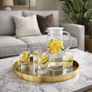 Ensemble de 5 pièces en <span class=keywords><strong>verre</strong></span> pour limonade avec pichet et verres – Carafe <span class=keywords><strong>à</strong></span> eau résistante <span class=keywords><strong>à</strong></span> la chaleur pour thé glacé, jus et boissons froides - Product Image 4