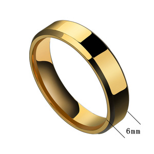 BINSHUO Großhandel Vergoldeter Edelstahlring 6mm Doppelt Abgeschrägt Gebürstet Individuell Gravierbarer Namensring für Paare Damen Herren - Product Image 6