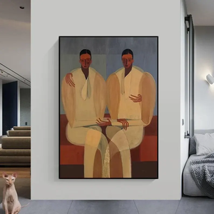 Grande Dipinto Astratto di Ritratto di <span class=keywords><strong>Picasso</strong></span>: Arte Moderna da Parete Beige 120*100cm - Product Image 2