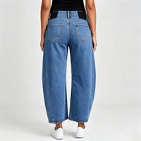 Celana Jeans Ibu Hamil Model Side Panel, Longgar, Bahan Denim Stretch, Kasual, Nyaman Dipakai Sehari-hari