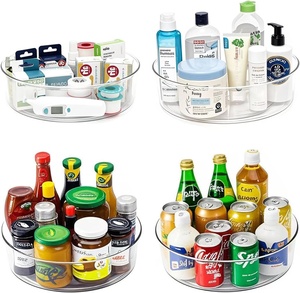 Lazy Susan <b>Kitchen</b> Organizer Anti-Skid Rotating Turntable Compartment Tray with PET Plastic Bearing - Product Image 1