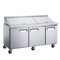 Réfrigérateur de comptoir à trois portes pour salades, pizzas, méga-bar, sandwichs, table de préparation de salades, congélateur, refroidisseur, certifié CE ETL