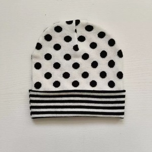 Bonnet tricoté jacquard à pois rétro chic personnalisé, chaud et doux, avec revers rayé, style décontracté, pour l'<span class=keywords><strong>hiver</strong></span> – Fournisseur de bonnets - Product Image 4