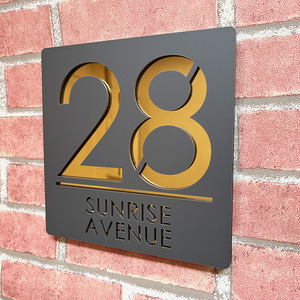 Panneau de maison moderne personnalisé en acrylique, découpé au Laser, numéro de miroir, nom de la rue, <span class=keywords><strong>Plaque</strong></span> d'adresse arabe - Product Image 5