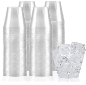 9oz 9 oz Clear Disposable Injection Hard Plastic PS Cup Tumblers Glasses