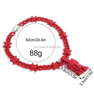 2025 alla moda per coppie di gioielli HOT Party Choker Hiphop rosso catena spinato personalizzato gesus ciondolo 3D acrilico collana a catena per giovani - Product Image 3