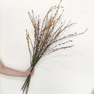 Flower Arrangement Accessories Faux Silver Willow Branches Decorative Artificial Silver Willow Fruit