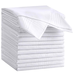 Mouchoirs de poche pour hommes 100 % coton doux, personnalisables avec logo, blancs - Product Image 1