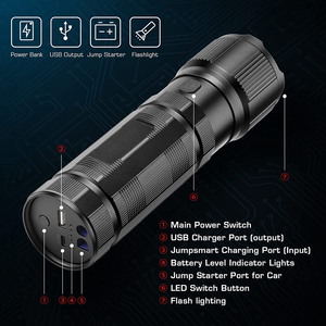 Outil d'urgence BR, lampe torche multifonction haute puissance, démarreur de voiture, batterie externe portable, étanche IP67, démarreur de voiture - Product Image 4