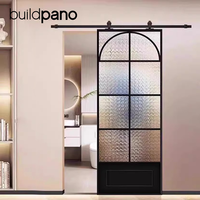 Porte coulissante intérieure moderne en aluminium blanc et verre, style grange, pour séparation de pièce (salle de bain, chambre et salon)
