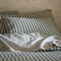 Parure de lit en lin 100% blanc, housse de couette, qualité hôtelière, rayures, tissage technique pour la literie