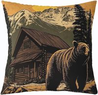 Oreiller d'animal de cabine, ensemble, motif ours, loup, vache, élan, design rétro de la faune forestière, housse de coussin pour canapé-lit de salon