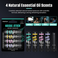 VitaPure 4 Pack Stik Inhaler Nasal Aroma Minyak Esensial Alami Mint yang Menyegarkan untuk Mengemudi, Belajar, dan Bekerja