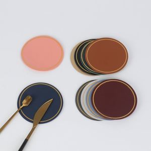 Wholesale Pu Leather Round Place Mat Coaster Colorful Fashion Decoration Mats for Cups Table Coasters - Product Image 4