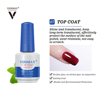 Vinimay Gel de base et de finition pour ongles 15ml, Base Caoutchouc Sans Résidu, Haute Brillance, Soak Off, UV LED, Fini Miroir, Fournitures de Salon de Manucure
