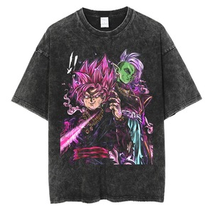 T-shirt homme personnalisé <span class=keywords><strong>noir</strong></span> 280 grammes 100% coton délavé à l'acide, motif vintage <span class=keywords><strong>Dragon</strong></span> <span class=keywords><strong>Ball</strong></span> <span class=keywords><strong>Z</strong></span>, Goku Vegeta Anime - Product Image 3
