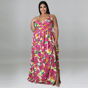 Halter v Neck Side Split <strong>Plus</strong> <strong>Size</strong> Maxi Women's <strong>Dresses</strong> 4xl 5xl 6xl 7xl <strong>Plus</strong> <strong>Size</strong> Floral <strong>Summer</strong> Casual <strong>Dresses</strong> - Product Image 3