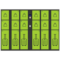 Casiers à bagages intelligents avec clé électronique, structure assemblée, étanches, homologués FM, fermeture automatique des portes, pour aéroports et sites touristiques