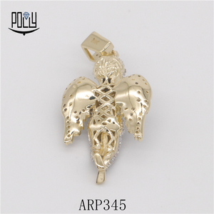 Bán buôn hai giai điệu cầu nguyện thiên thần moissanite Mặt dây chuyền Iced out Micro Pave sterling bạc hip hop đồ trang sức - Product Image 2