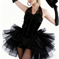 Vennystyle - Kits de costumes de danse jazz pour enfants, style halter foncé, multi-couches en maille, Spandex/Nylon