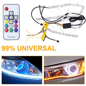 Bande lumineuse décorative bicolore DRL, système d'éclairage automatique RGB avec télécommande, phares LED universels 12V 40W 6000K-6500K H4 - Product Image 6