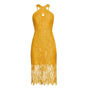 Venta al por mayor nuevo moda <span class=keywords><strong>amarillo</strong></span> elegante sin mangas sexy bodycon vestidos de encaje - Product Image 2