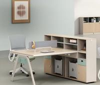 Combinazione Scrivania e Sedia da Ufficio, Postazione di Lavoro Semplice per Personale, Scrivania per Computer con Struttura in Acciaio e Armadietto, Scrivania Moderna per Ufficio