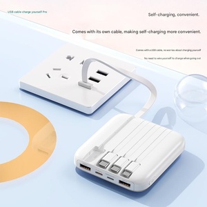 พาวเวอร์แบงค์พกพาขนาดเล็ก 10000mAh ความจุสูง 20W หน้าจอ LED พร้อมสายในตัว 4 เส้น รองรับการปรับแต่งโลโก้ OEM ช่องเสียบ Type-C กำลังไฟ 10W - Product Image 5