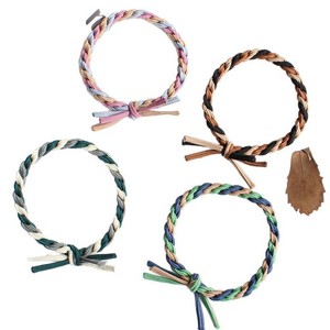 Korean and Japanese style color-<b>blocked</b> braided hair tie with thickened leather, Korean hair rope, hair accessory, hair - Product Image 5