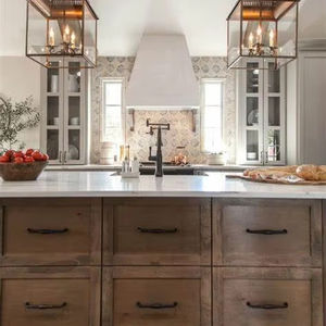 Meuble de cuisine en bois massif avec évier intégré, rangement simple, fonctionnalités de cuisson et de repas, solution de rangement domestique - Product Image 1