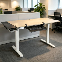 Bureau assis-debout électrique réglable en hauteur ODM avec extension latérale et plateau de clavier coulissant, bureau multi-tailles pour le télétravail