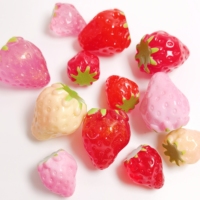 100 Pezzi di Fragole in Resina Rosse e Rosa, Mini Frutti 3D Simulati per Decorazioni da Scrivania, Portachiavi e Arte Fai-da-Te