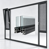 Fenêtre à battant moderne en alliage d'aluminium sur mesure 6063-T5 à rupture de pont thermique, cadre fin, double vitrage insonorisé et anti-effraction