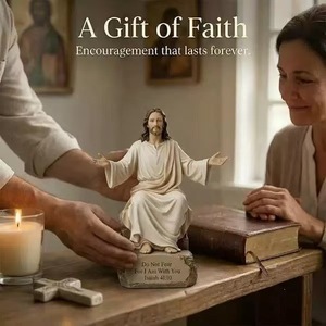 Estatua de Jesús de Resina, Figura Decorativa Religiosa Hecha a Mano para el Hogar o Escritorio, con la Citación de Isaías 41:10, Regalo - Product Image 3
