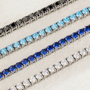 Pulsera de Cadena de Tenis de Acero Inoxidable de 3MM Estilo Europeo Americano con Incrustaciones de Piedras de Colores, Accesorio de Moda Chapado en Oro, Marca HR, Unisex - Product Image 2