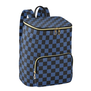 Nuevo Producto, Mochila Deportiva Personalizada Azul a Cuadros, Cierre de Cremallera, Diseño con Patrón de Personajes - Product Image 2