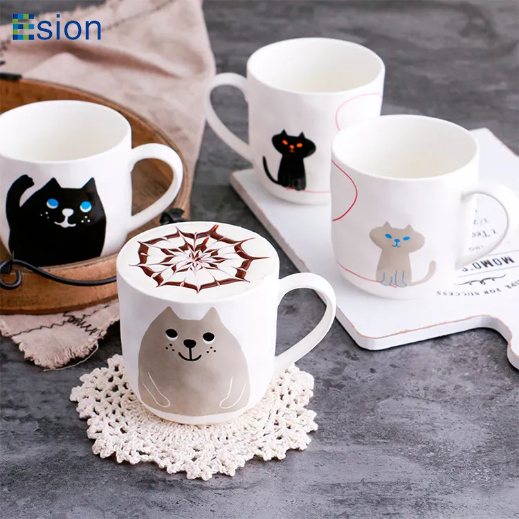 Tazas de café de cerámica con dibujos de gato persa, regalo creativo para el Día de San Valentín, taza de agua con logotipo personalizado