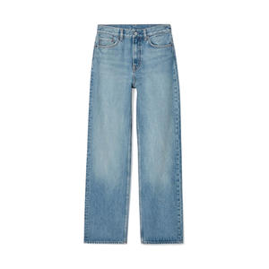 Jeans de Mezclilla Clásicos de Corte Recto y Tiro Medio para Mujer, con Mezcla de Algodón Elástico, Ajuste Cómodo y Lavado Atemporal para Uso Diario Informal - Product Image 1