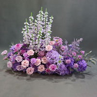 Direkt vom Hersteller: Seiden-Kunstblumen in Lila-Rosa-Farbverlauf für Hochzeiten und Ostern, Tischdekoration, Läufer, Bogen-Arrangement-Set, Foto